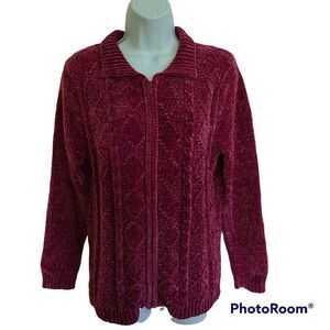Bon Worth Women's Chenille Full Zip Cardigan Sweater Jacket Size XSP (XS Petite)